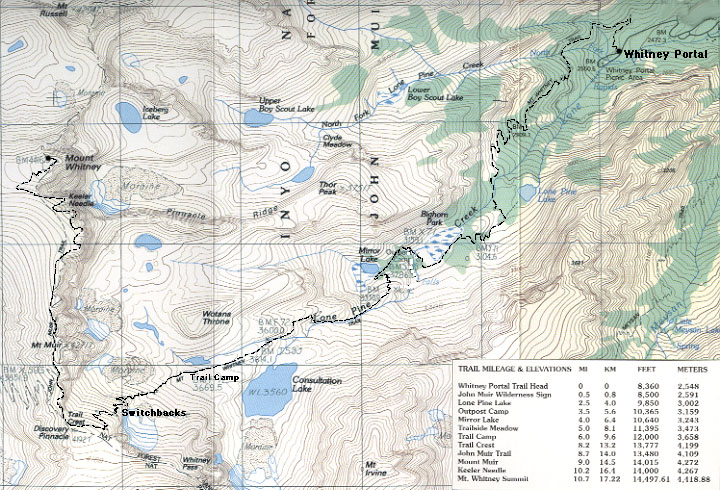 mount whitney trail map
